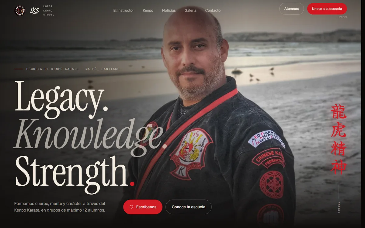 Portada de lorcakenpostudio.cl, escuela de Kenpo Karate en Maipú